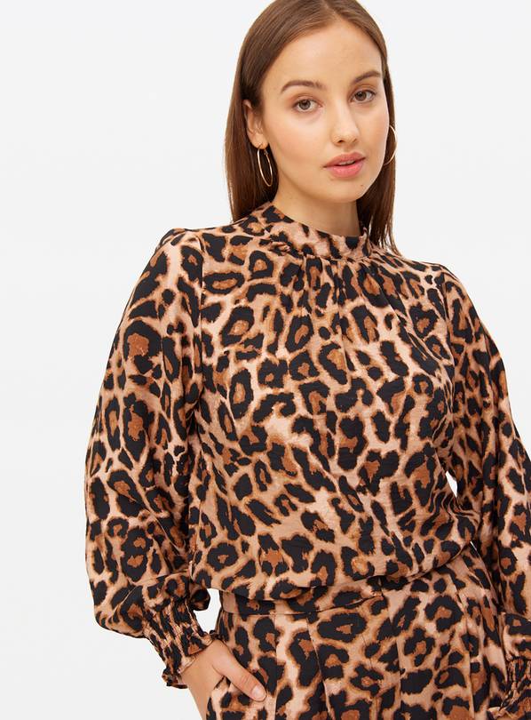 Animal Printed Volume Sleeve Co-ord Blouse 14